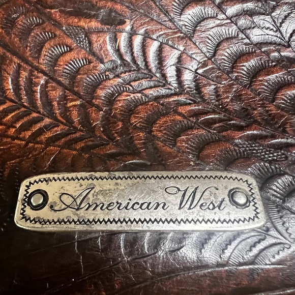 American West Mohave Canyon Silver Tone Studs Leather Western Overlay Purse - Picture 13 of 13